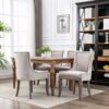 Ultra Side Dining Chair,Thickened Fabric Chairs With Neutrally Toned Solid Wood Legs, Bronze Nail Head (Set of 2) - Beige - Image 13