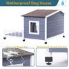 Large Wooden Dog House Indoor Outdoor With Terrace And Open Waterproof Asphalt Roof, Outdoor Dog House With Raised Floor, Windows And Door Curtains, Suitable For Small And Medium Dogs - Gray - Image 6