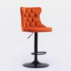 Swivel Velvet Barstools Adjusatble Seat Height, Modern Upholstered Bar Stools With Backs Comfortable Tufted For Home Pub And Kitchen Island (Set of 2) - Orange - Image 4