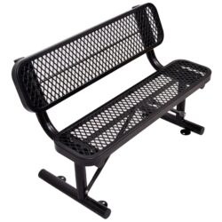 4' Outdoor Steel Bench With Backrest - Black