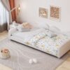Twin Size Upholstered Daybed, Sherpa Fabric Sofabed With Cloud-Shaped Backrest, No Box - Spring Needed - White - Image 16