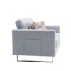 Victoria - Linen Fabric Loveseat With Metal Legs, Side Pockets, And Pillows - Light Gray - Image 3