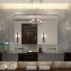 36X30" Glossy Brushed Silver Framed Mirror For Bathroom Rectangular Wall Bathroom Mirror Metal Frame Farmhouse Mirror Large Decorative Square Corner Rectangle Mirror (Horizontal & Vertical) - Silver - Image 3