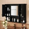 Wall Mounted Bathroom Medicine Cabinet, Modern Bathroom Wall Cabinet With Mirror, Mirror Cabinet With Open Shelves - Black - Image 20
