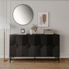 Accent Lacquered 4 Door Wooden Cabinet Sideboard Buffet Server Cabinet Storage Cabinet, For Living Room, Entryway, Hallway, Office, Kitchen And Dining Room - Matte Black - Image 2