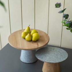 Galvanized Metal And Wood Cake Plates (Set of 2) - Brown
