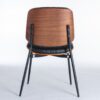 Dining Chairs Mid-Century Modern Retro Faux Leather Chair With Walnut Bentwood Back Upholstered Seat Metal Legs Adjustable Foot For Kitchen Dining Room Chairs (Set of 2) - Black - Image 7