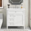 Bathroom Vanity & Top Sink, Modern Bathroom Storage Cabinet, 2 Drawers And A Tip-Out Drawer, Single Sink Bathroom Vanity - White - Image 17