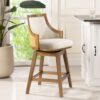 Bahama - Cane High Back Swivel Counter Stool With Recessed Arms Textured Weave - Taupe Beige - Image 7