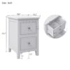2 Drawers Solid Wood Nightstand End Table - White - Image 6
