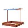 Kids Sandbox With Cover, Sand Box With Adjustable Canopy, Large Outdoor Cedar Sandpit For Backyard Play - Reddish Brown - Image 5