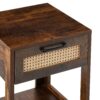 15.75" Rattan End Table With Drawer, Modern Nightstand, Side Table For Living Room, Bedroom - Rustic Brown - Image 16