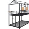 Twin Over Twin Bunk Bed, Housebed With Slide - Black - Image 2