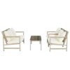 4 Pieces Patio Furniture Set, PE Rattan Wicker With Washable Cushion And Tempered Glass Tabletop, Conversation Furniture For Garden Poolside Balcony - White / Natural - Image 7