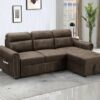 Hugo - Reversible Sleeper Sectional Sofa Chaise With USB Charger - Brown - Image 5
