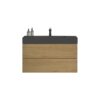 Alice - U092-Alice36W-106 Natural Oak Bathroom Vanity With Sink, Large Storage Wall Mounted Floating Bathroom Vanity For Modern Bathroom, One-Piece Black Sink Basin Without Drain - Walnut / Black - Image 4