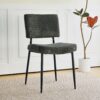 Modern Dining Chair (Set of 2) Fabric Upholstered With Black Metal Legs, Home And Bedroom Use - Gray - Image 5