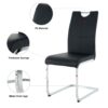 Modern Dining Chairs With Faux Leather Padded Seat Dining Living Room Chairs Upholstered Chair With Chrome Metal Legs Design Side Chairs (Set of 4) - Black / Silver - Image 9