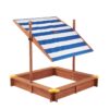 Kids Sandbox With Cover, Sand Box With Adjustable Canopy, Large Outdoor Cedar Sandpit For Backyard Play - Reddish Brown - Image 13
