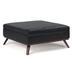 Owen - Square Coffee Table Storage Ottoman - Midnight Black