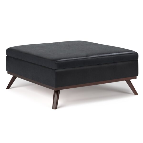 Owen - Square Coffee Table Storage Ottoman - Midnight Black