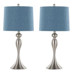 Ashland - Contemporary Table Lamp (Set of 2) - Nickel / Moroccan Blue Slub