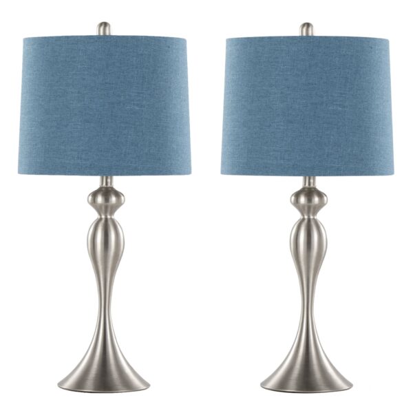 Ashland - Contemporary Table Lamp (Set of 2) - Nickel / Moroccan Blue Slub