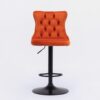 Swivel Velvet Barstools Adjusatble Seat Height, Modern Upholstered Bar Stools With Backs Comfortable Tufted For Home Pub And Kitchen Island (Set of 2) - Orange - Image 3