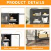 Heavy Duty Metal Storage Cabinet, Sideboards & Buffet, Display Storage Cabinet With Glass Doors And 2 Adjustable Shelves, Tall Bookcase Modern Bookshelf Cabinet For Home Office, Living Room - Black - Image 6