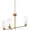 Enigma - 4 Lights Chandelier With Clear Ribbed Satin - Antique Brass / Clear / Gold - Image 4