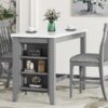 3-Piece Counter Height Dining Table Set With Built-In Storage Shelves, One Faux Marble Top Dining Table And 2 Counter Chairs With Footrest - Gray - Image 13