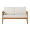 Contemporary Cushioned Eucalyptus Wood Patio Loveseat - Natural - Image 2