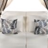 Outdoor Daybed Patio Lounge Bed With Adjustable Backrest Double Sun Lounger With Curtains, 4 Pillows For Garden Patio Poolside Balcony Beach - Cream - Image 26