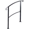 Handrails For Outdoor Steps, Fit 1 Or 3 Steps Outdoor Stair Railing, Flexible Front Porch Hand Rail, Transitional Handrails For Concrete Steps Or Wooden Stairs - Black - Image 2