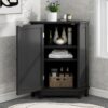 Bathroom Cabinet Triangle Corner Storage Cabinet With Adjustable Shelf Modern Style - Black - Image 26