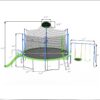 12Ft Trampoline With Slide And Swings, Astm Approved Large Recreational Trampoline With Basketball Hoop And Ladder, Outdoor Backyard Trampoline With Net, Capacity For Kids And Adults - Green / Blue - Image 11