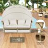 Outdoor Patio Daybed Wicker Rattan Double Daybed Round Sofa Furniture Set With Retractable Canopy, 4 Pillows For Lawn Garden Backyard Porch Pool - Beige - Image 6