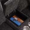 Celine - Chenille Fabric Corner Sectional Sofa With Right Facing Chaise, Cupholders, And Charging Ports - Gray - Image 9