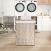 Laundry Hamper With Lid PE Rattan Powder Coating Frame Clothes Hampers With 2 Removable Bags, 100L - Gray - Image 18