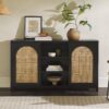 Transitional 2 Door Sideboard With Arched Rattan Panels - Black - Image 6