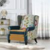 Anya - Boho Chic Wingback Accent Arm Chair - Floral / Leopard / Blue Teal / Yellow Gold - Image 11