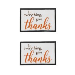Thanks Wall Sign, Wall Art Decor For Harvest Festival Fall Festival & Thanksgiving Table Decorations (Set of 2) - Black / Orange / White