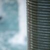 Large Concrete Cylinder Ribbed Water Fountain, Outdoor Bird Feeder / Bath Fountain, Modern Industrial Style - Antique Green / Brown - Image 6