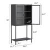 Heavy Duty Metal Storage Cabinet, Sideboards & Buffet, Display Storage Cabinet With Glass Doors And 2 Adjustable Shelves, Tall Bookcase Modern Bookshelf Cabinet For Home Office, Living Room - Black - Image 4