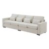 4 Seater Modern Linen Sofa With Armrest Pockets And 4 Pillows, Minimalist Style Couch - Beige - Image 7