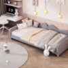 Twin Size Upholstered Daybed, Sherpa Fabric Sofabed With Cloud-Shaped Backrest, No Box - Spring Needed - Gray - Image 17