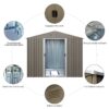 8Ft x 10Ft Outdoor Metal Storage Shed With Metal Floor Base, With Window - Gray - Image 4