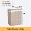 Laundry Hamper With Lid PE Rattan Powder Coating Frame Clothes Hampers With 2 Removable Bags, 100L - Gray - Image 3
