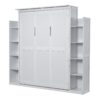 Queen Size Murphy Wall Bed With Shelves And LED Lights - White - Image 3