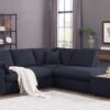 Joshua - Woven Fabric Sectional Sofa With Right Facing Chaise and Console Ottoman - Dark Gray - Image 7